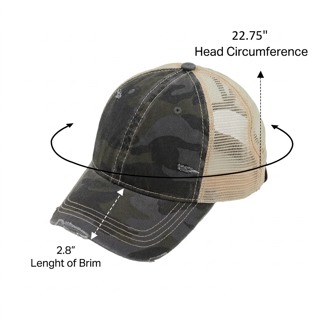 C.C Distressed Camo Ponytail Baseball Cap