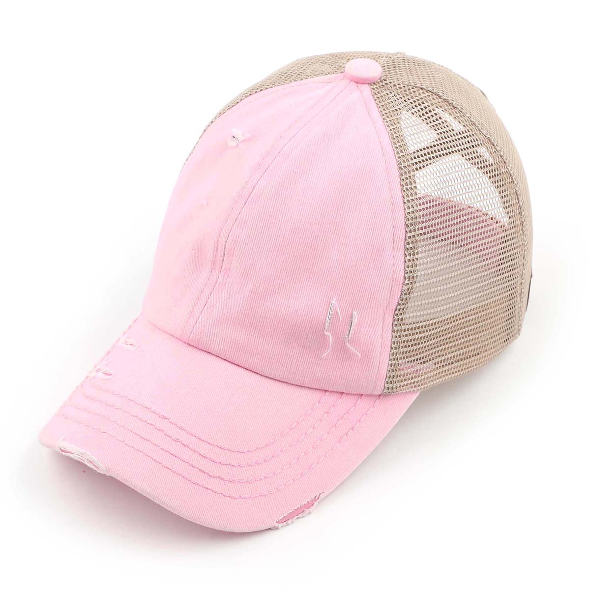 C.C Distressed Criss-Cross Ponytail Baseball Hat