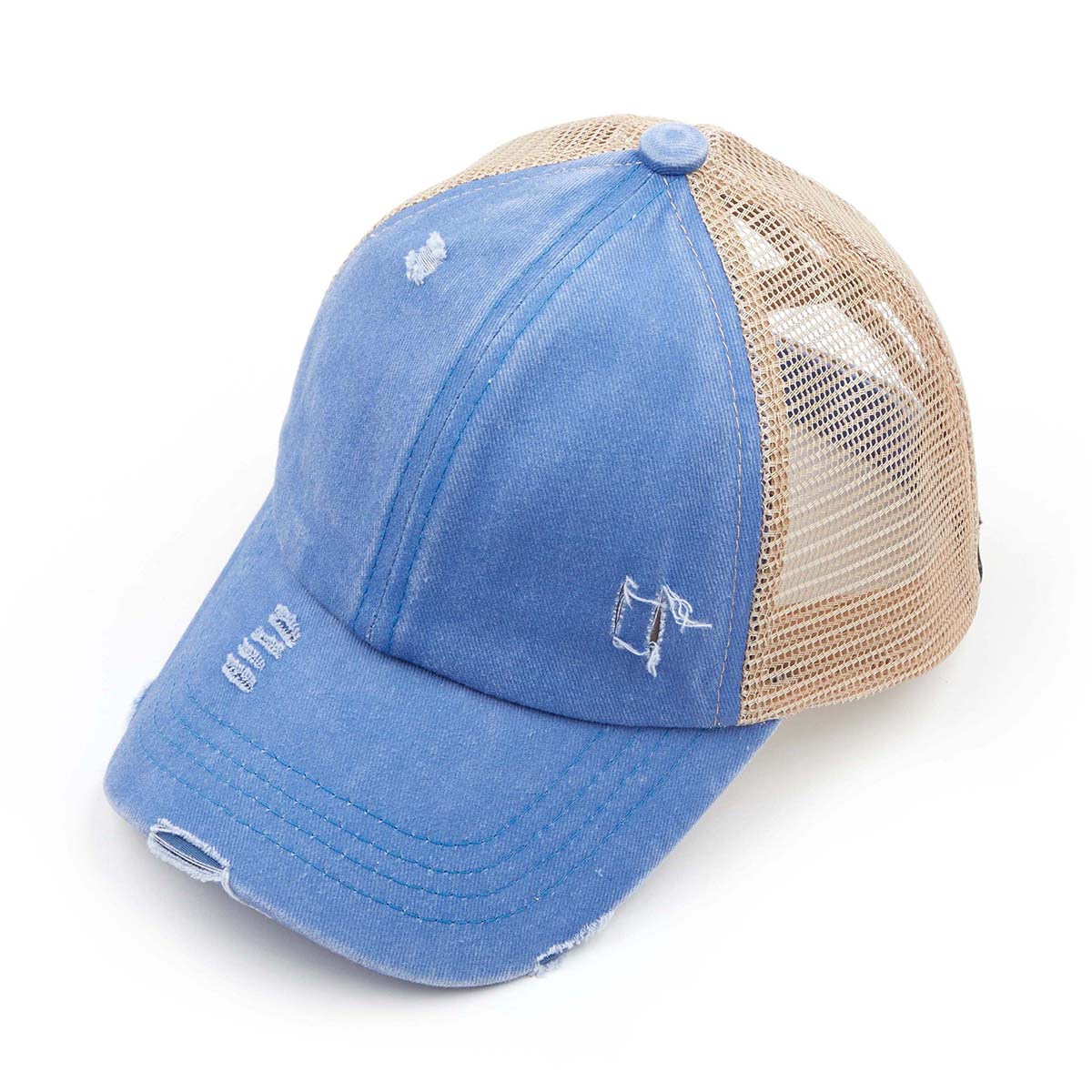C.C Distressed Criss-Cross Ponytail Baseball Hat