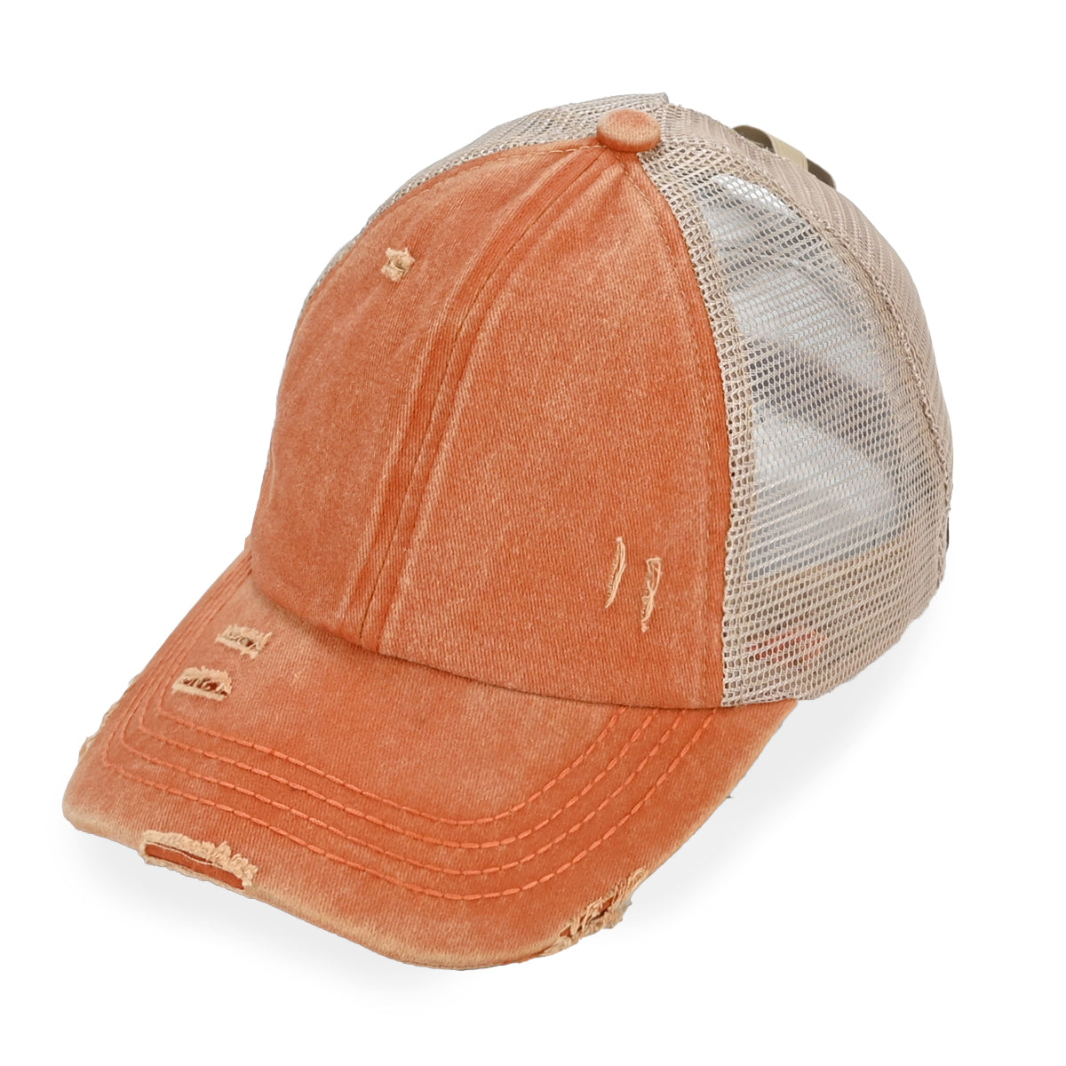 C.C Distressed Criss-Cross Ponytail Baseball Hat