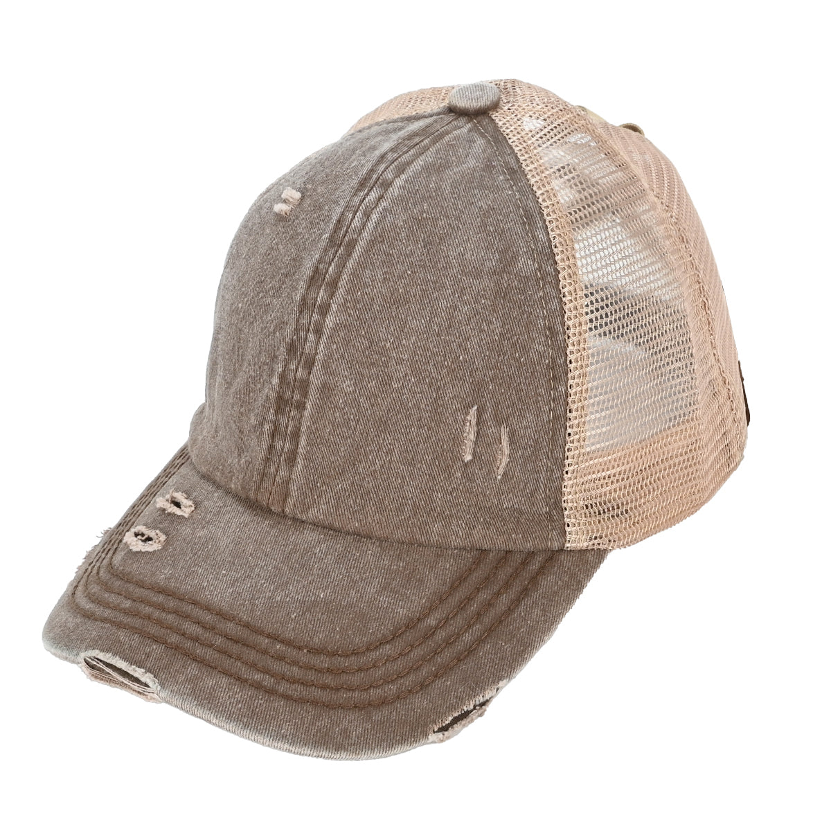 C.C Distressed Criss-Cross Ponytail Baseball Hat
