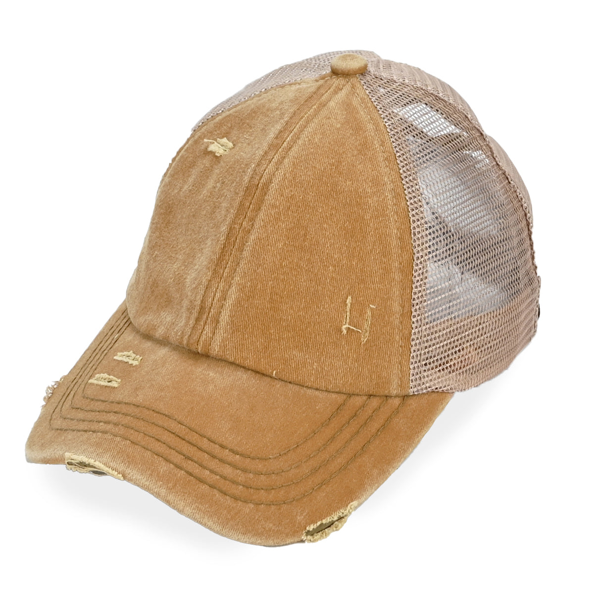 C.C Distressed Criss-Cross Ponytail Baseball Hat