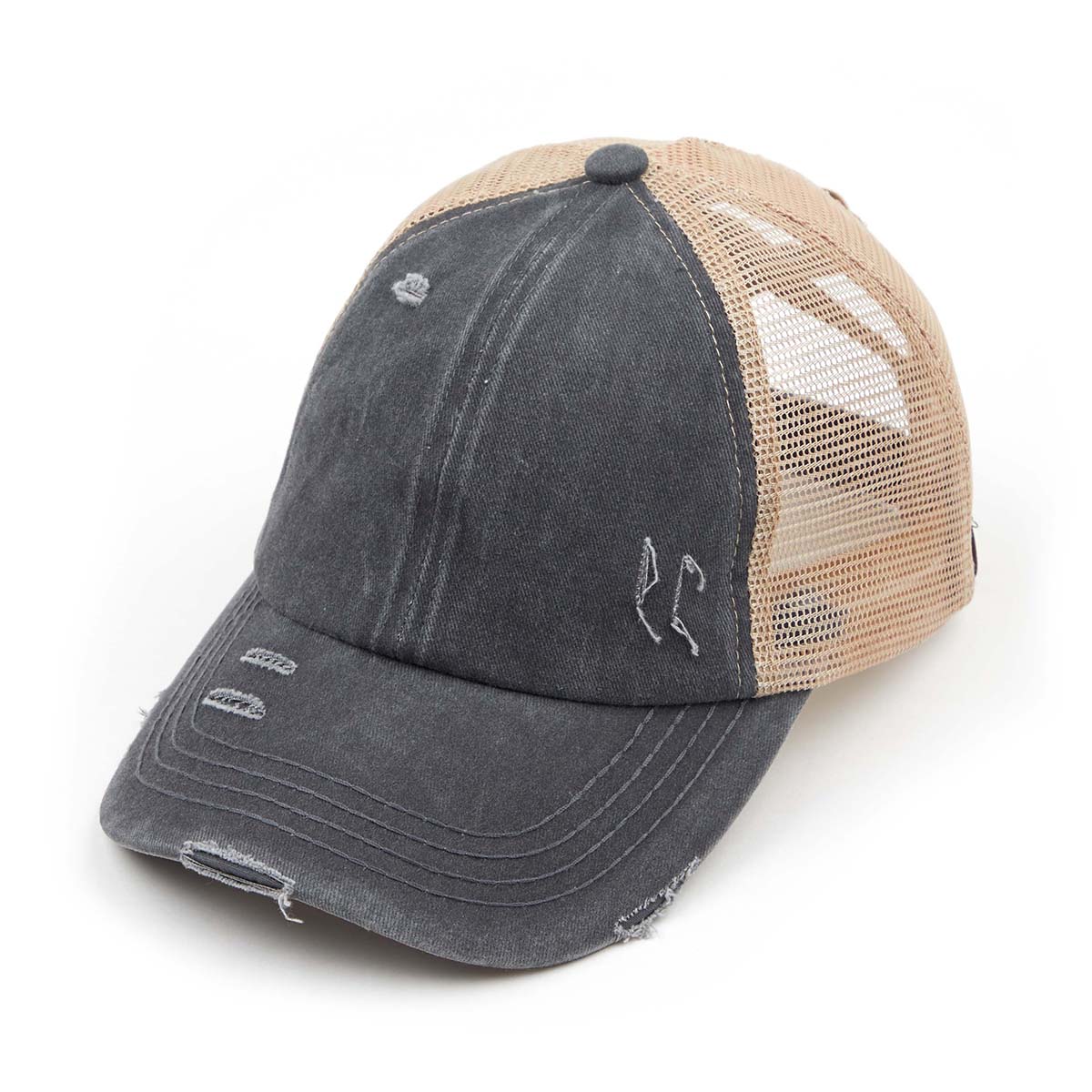 C.C Distressed Criss-Cross Ponytail Baseball Hat
