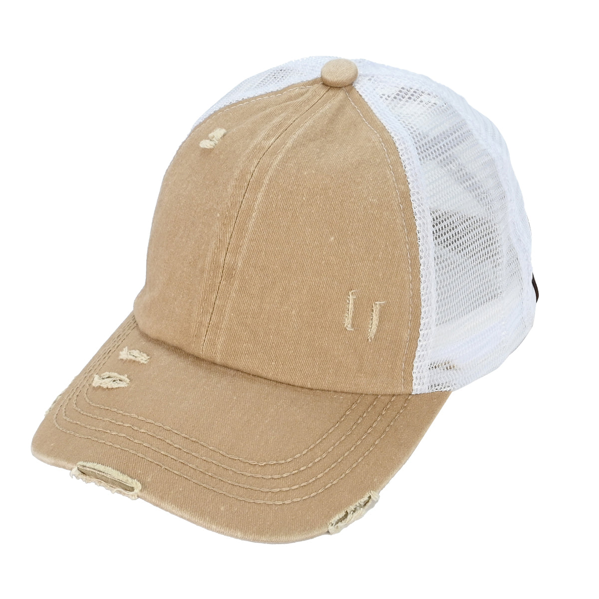 C.C Distressed Criss-Cross Ponytail Baseball Hat
