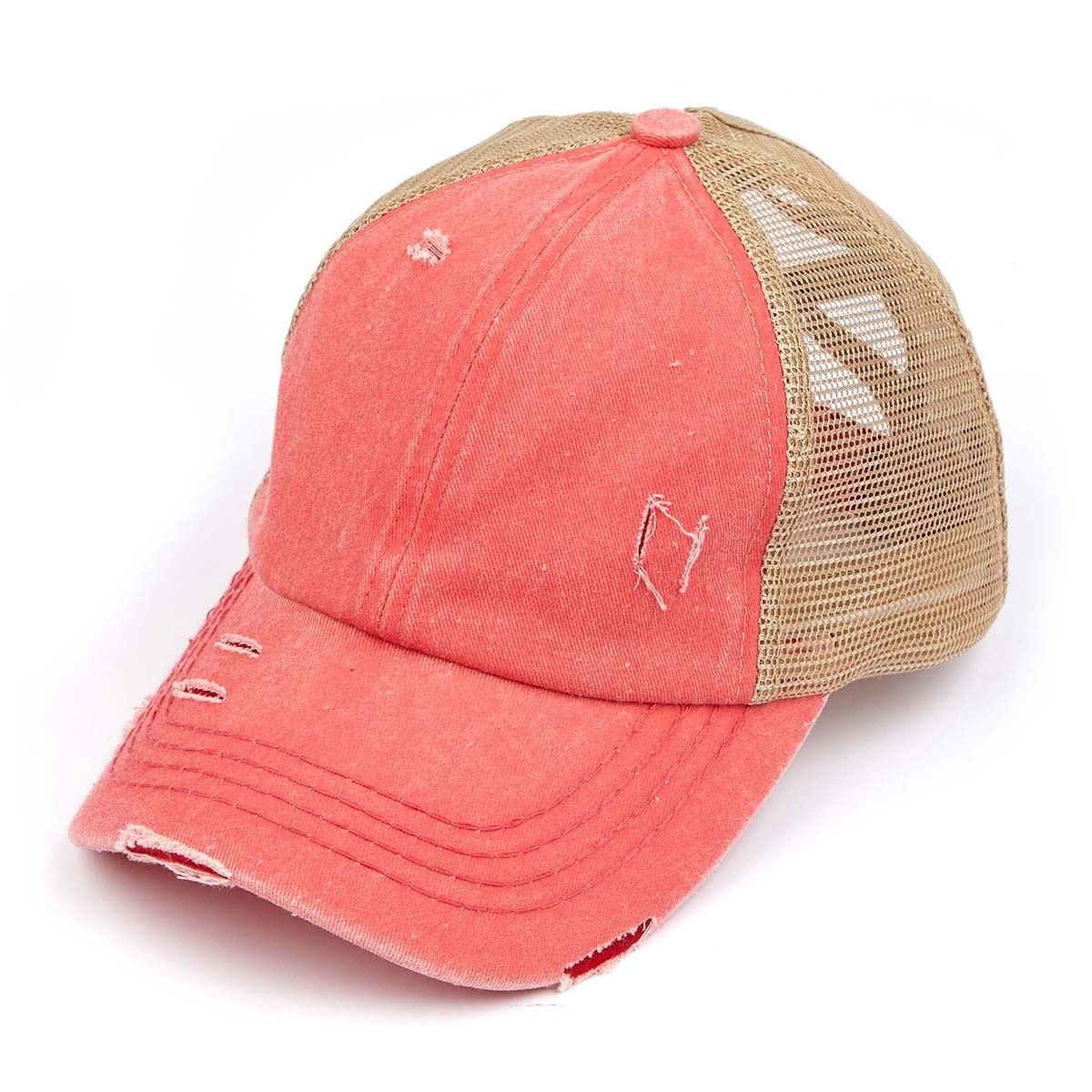 C.C Distressed Criss-Cross Ponytail Baseball Hat