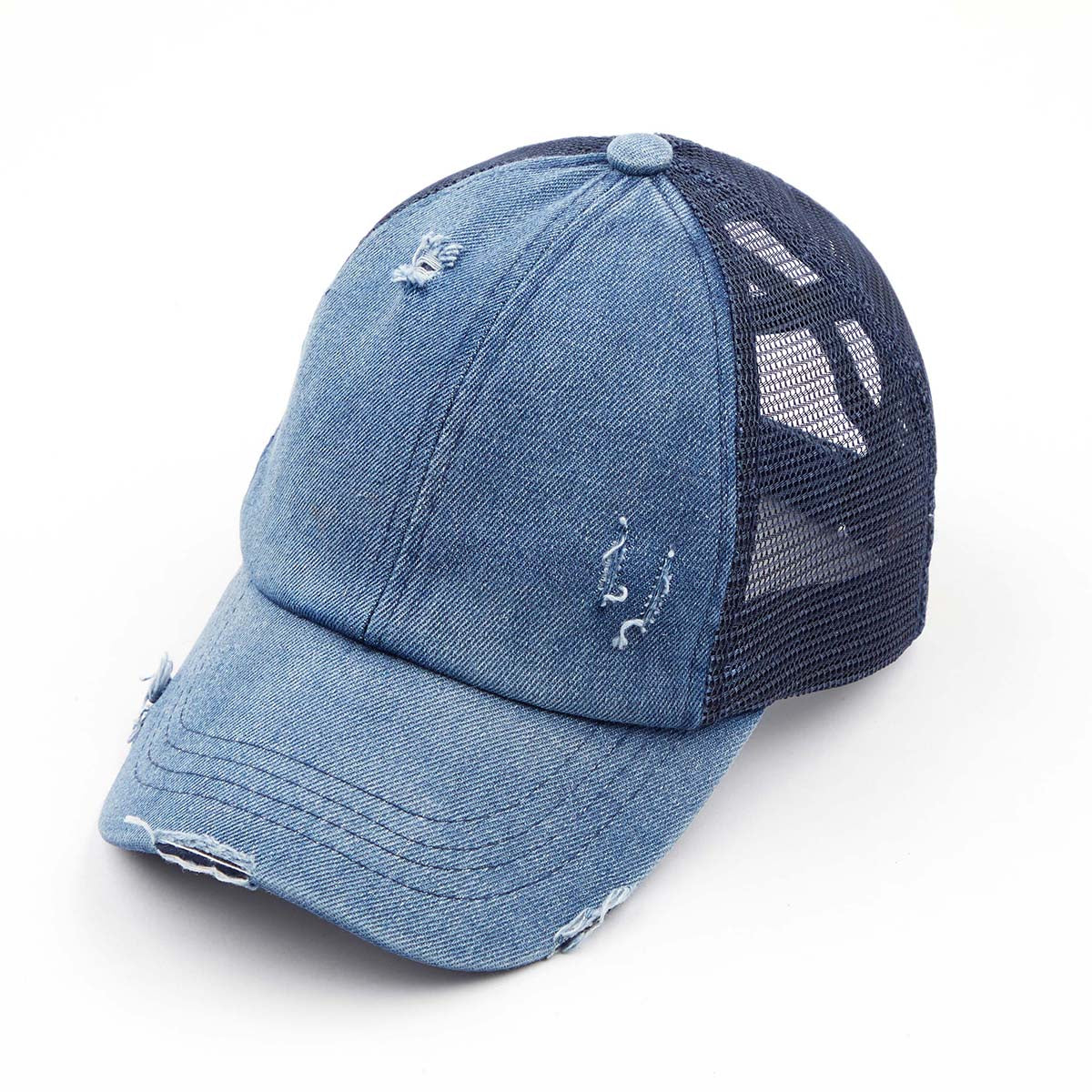 C.C Distressed Criss-Cross Ponytail Baseball Hat