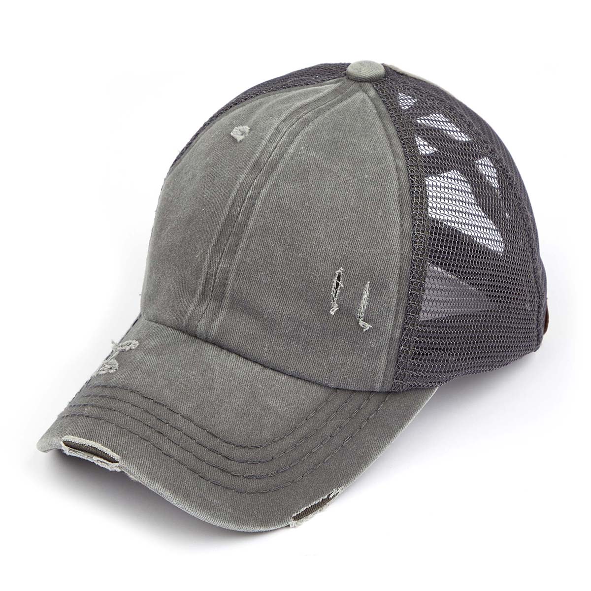 C.C Distressed Criss-Cross Ponytail Baseball Hat