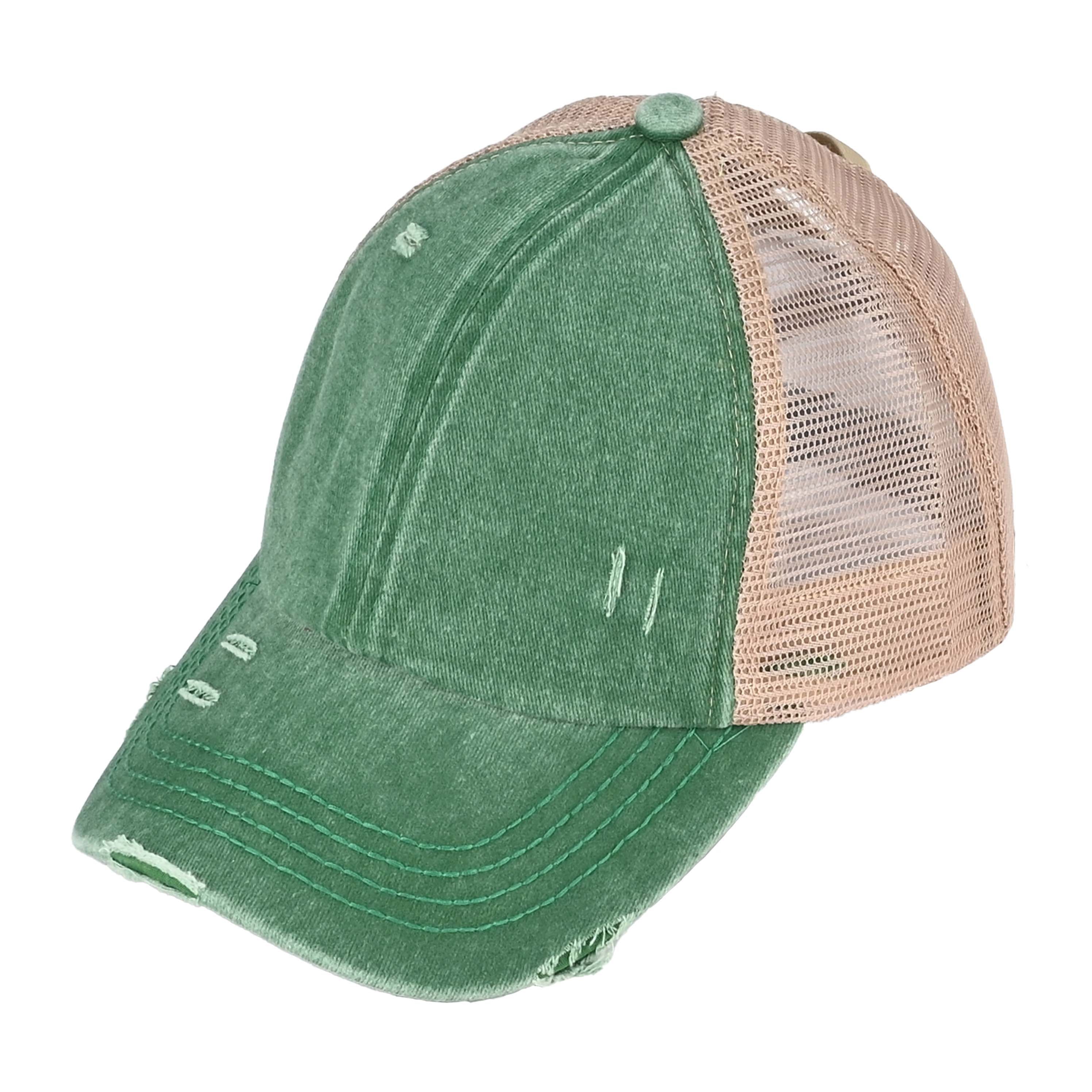 C.C Distressed Criss-Cross Ponytail Baseball Hat