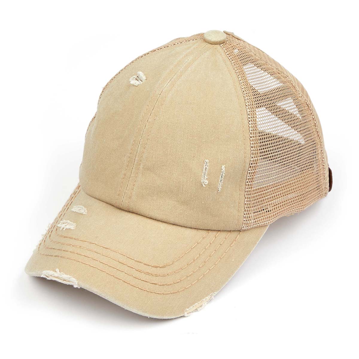 C.C Distressed Criss-Cross Ponytail Baseball Hat