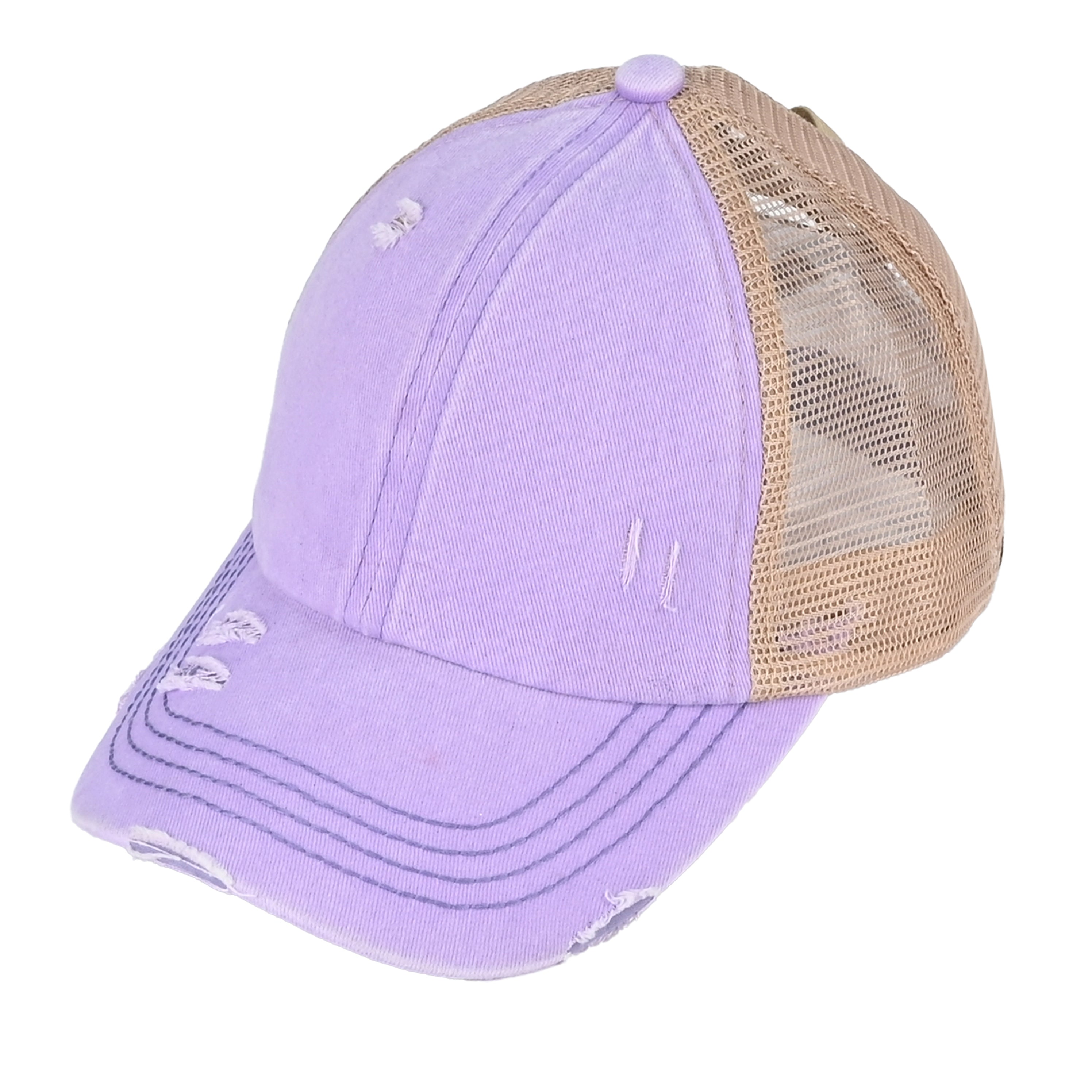 C.C Distressed Criss-Cross Ponytail Baseball Hat