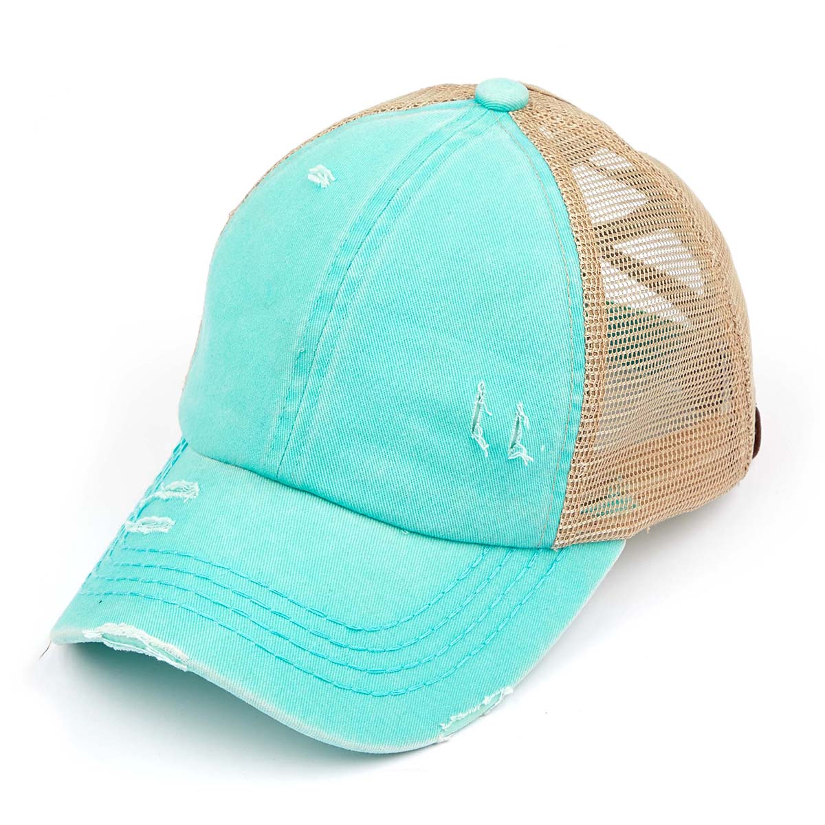 C.C Distressed Criss-Cross Ponytail Baseball Hat