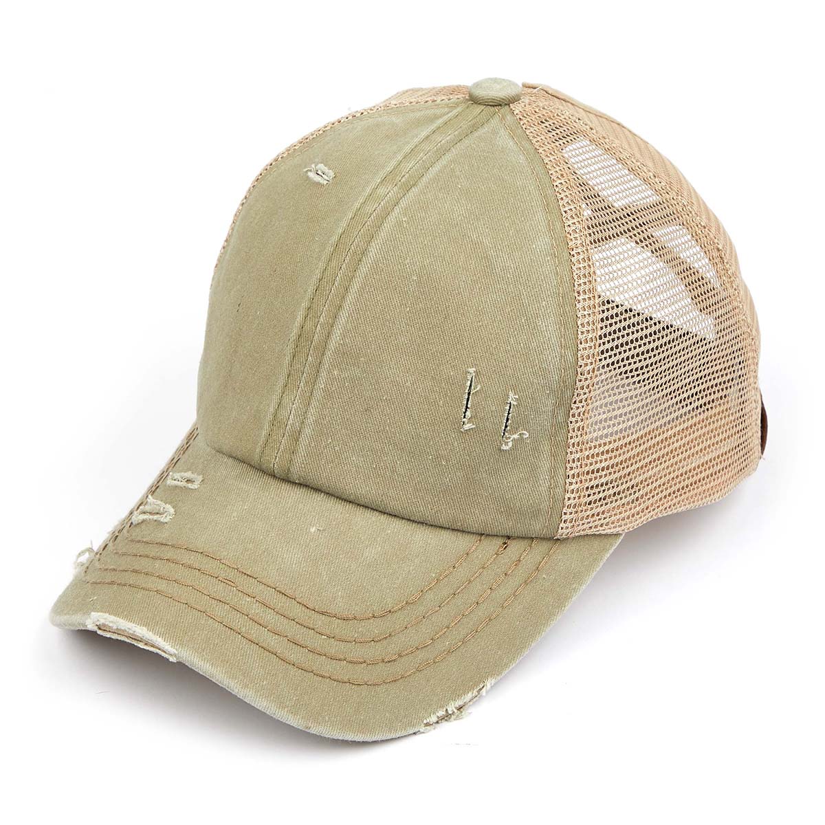 C.C Distressed Criss-Cross Ponytail Baseball Hat