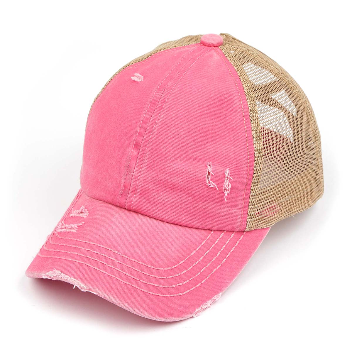 C.C Distressed Criss-Cross Ponytail Baseball Hat
