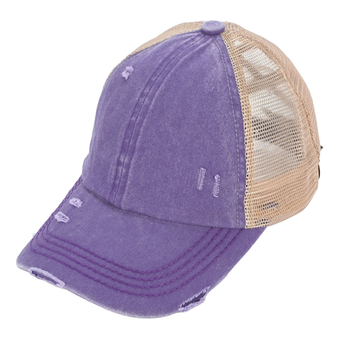 C.C Distressed Criss-Cross Ponytail Baseball Hat