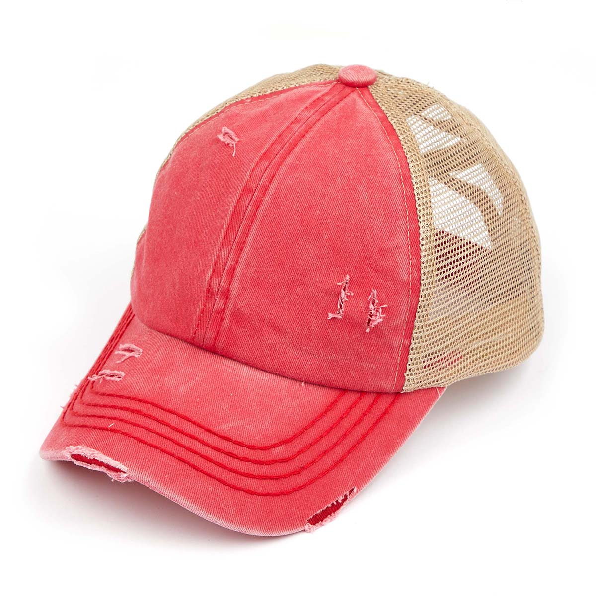 C.C Distressed Criss-Cross Ponytail Baseball Hat