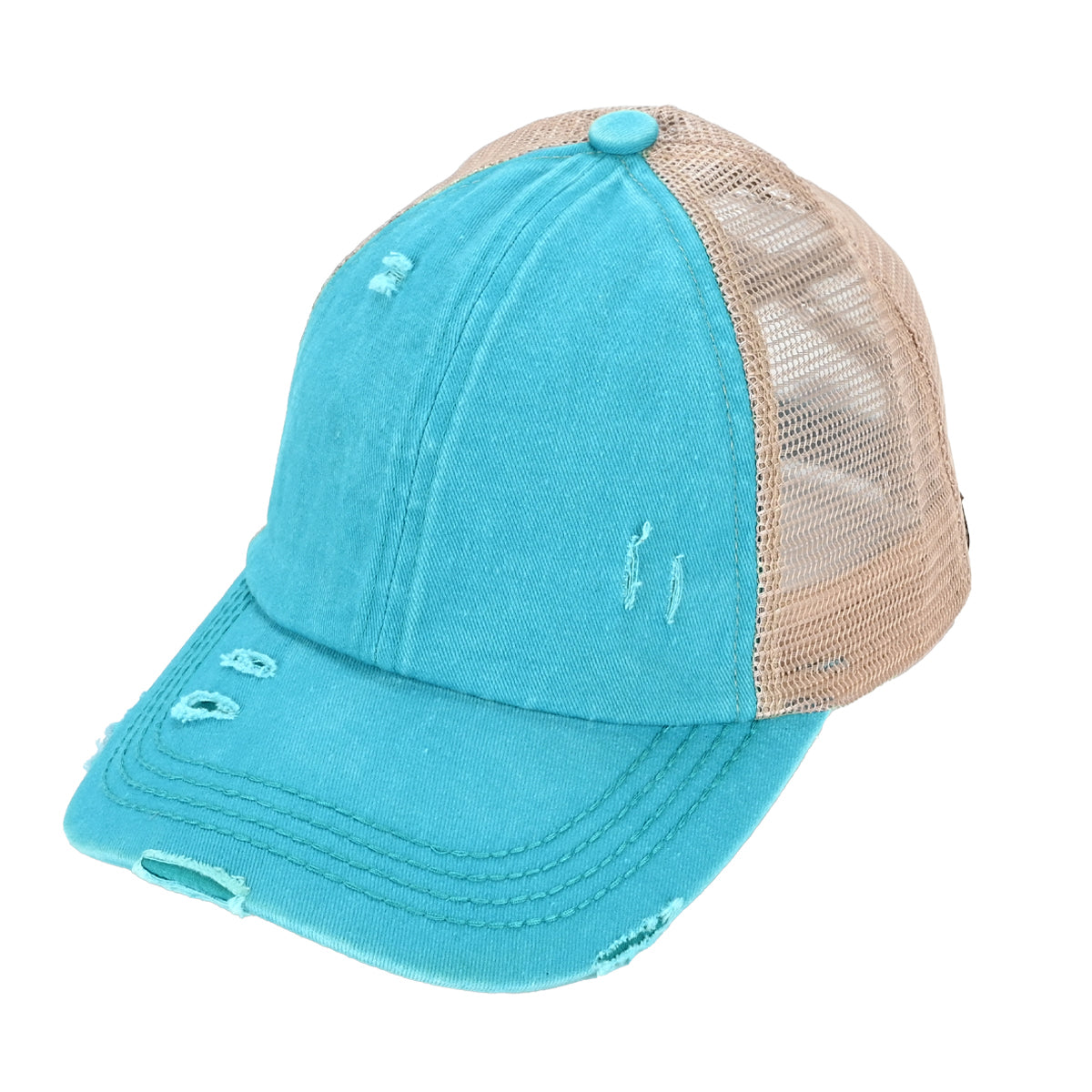 C.C Distressed Criss-Cross Ponytail Baseball Hat