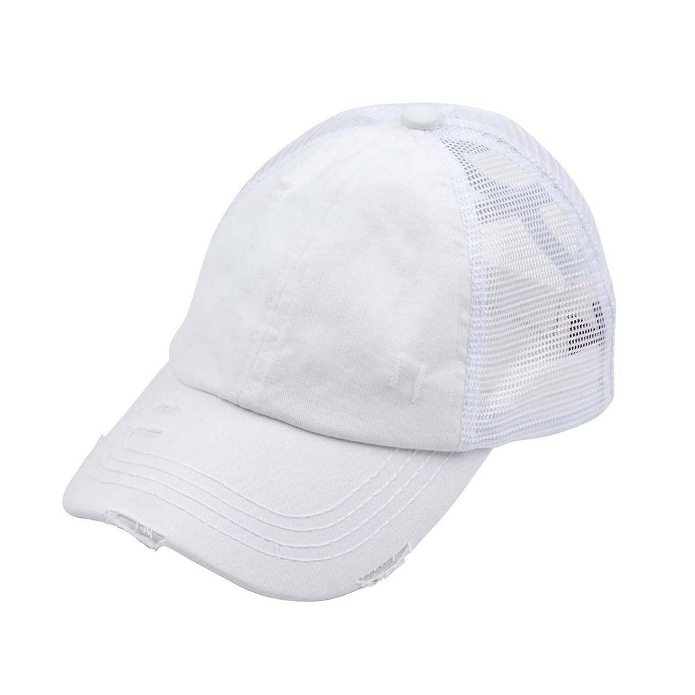 C.C Distressed Criss-Cross Ponytail Baseball Hat