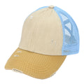 C.C 3-Tone Distressed Criss-Cross Ponytail Cap