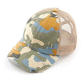 C.C Distressed Camo Criss-Cross Ponytail Hat