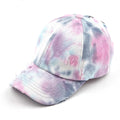C.C Distressed Tie Dye Criss-Cross Ponytail Baseball Hat