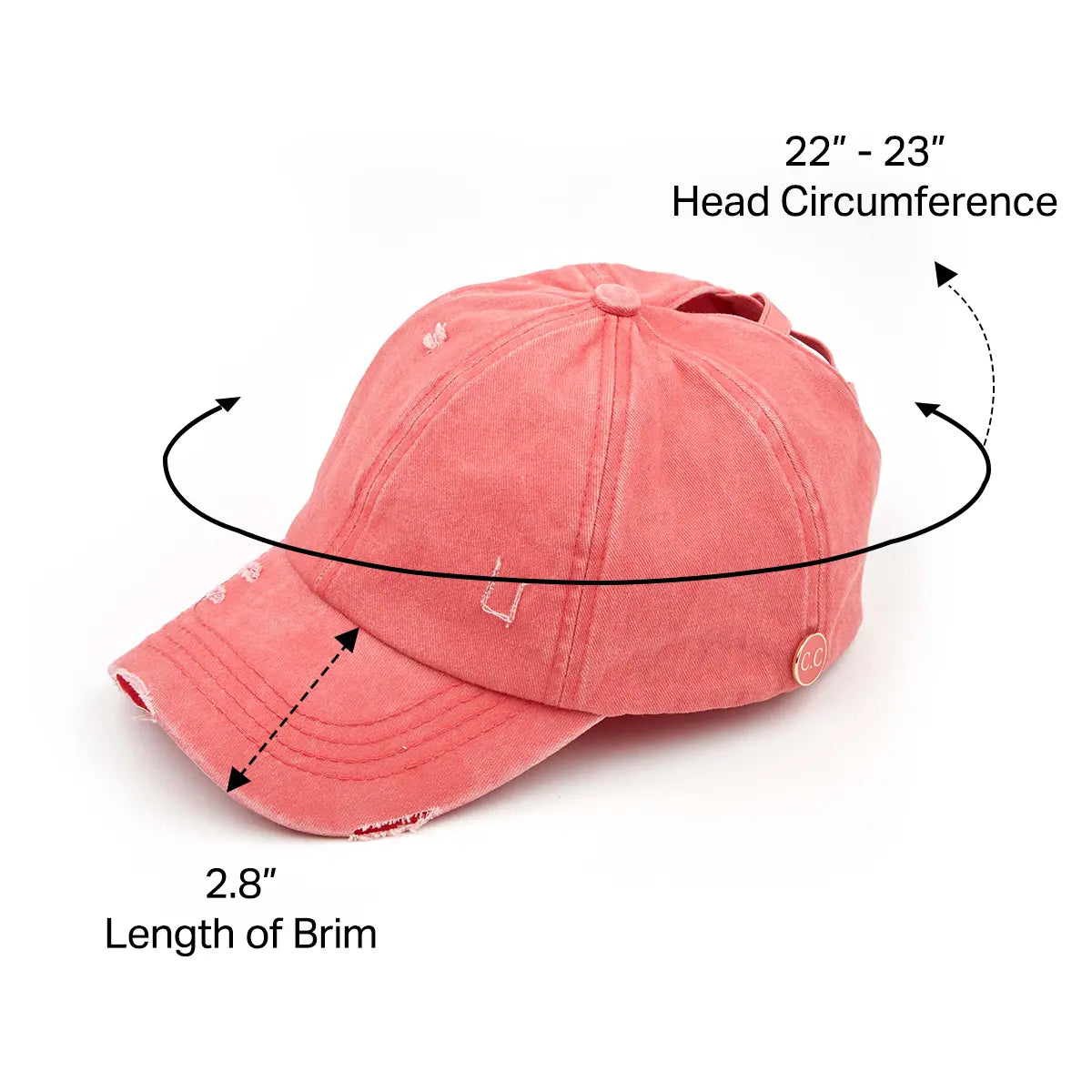 C.C Washed Denim Epoxy Button Criss-Cross Ponytail Hat