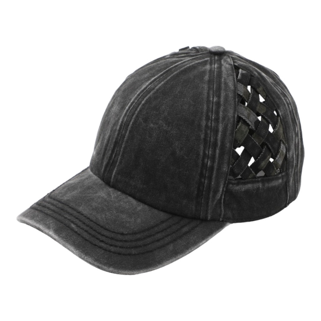 C.C Basket Weave Criss-Cross Ponytail Hat