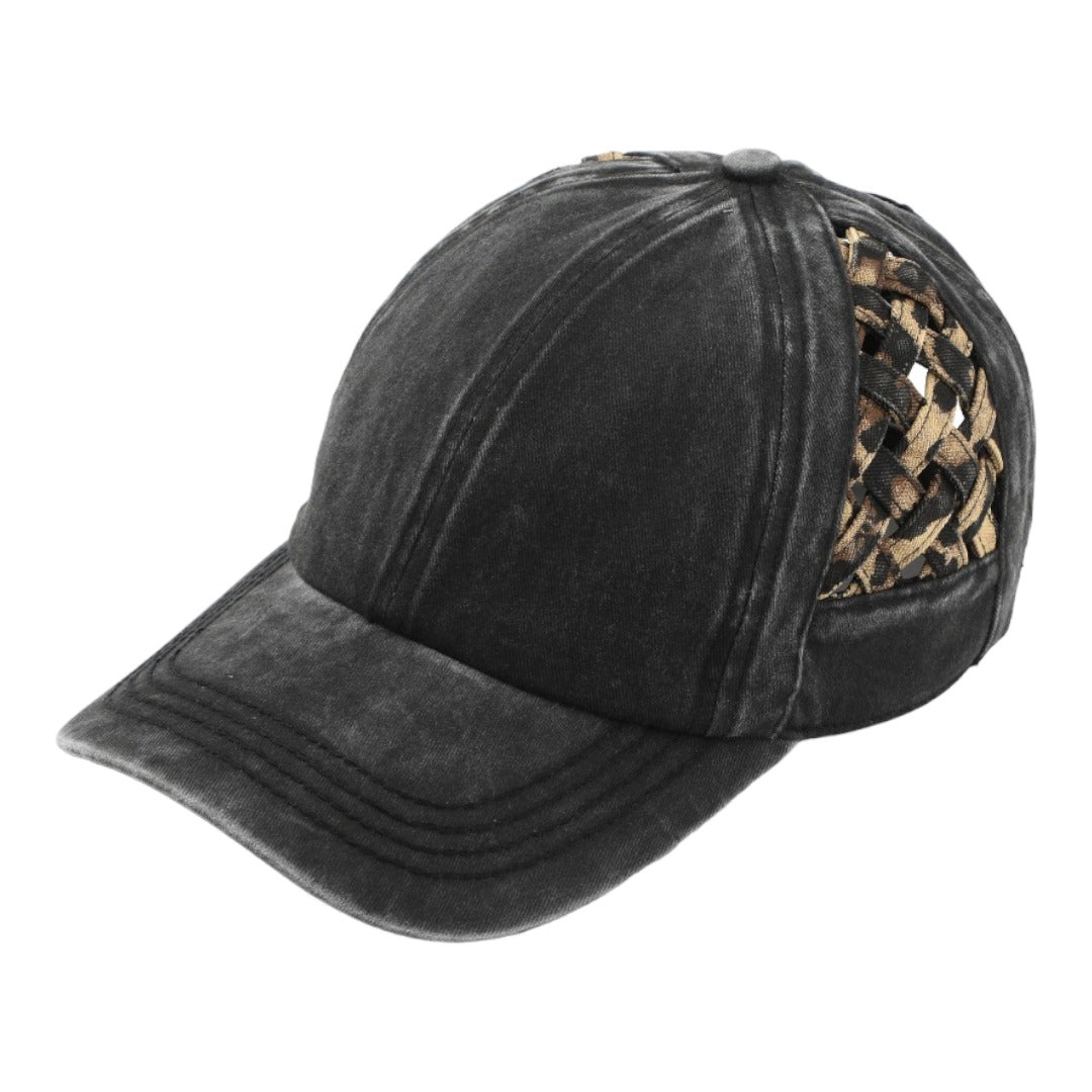 C.C Basket Weave Criss-Cross Ponytail Hat