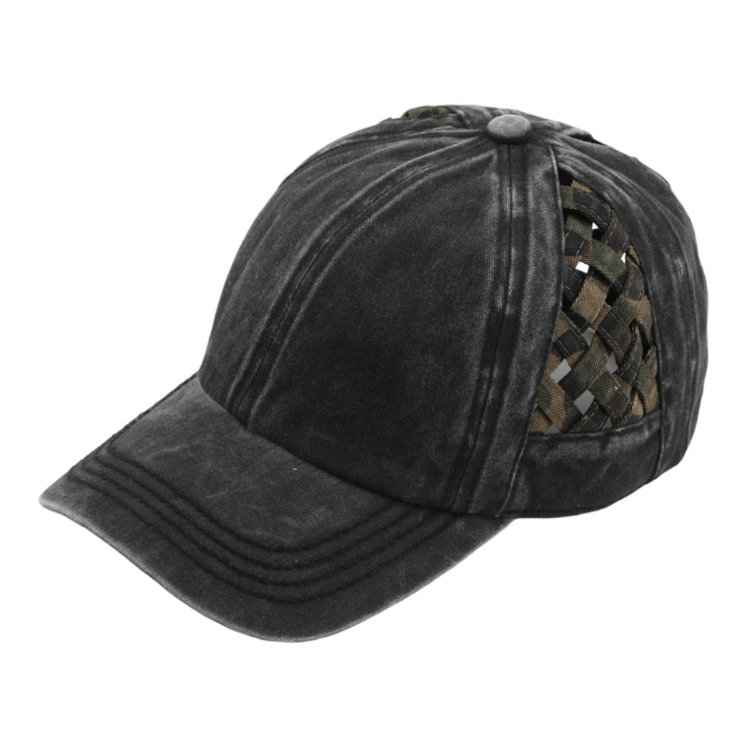 C.C Basket Weave Criss-Cross Ponytail Hat