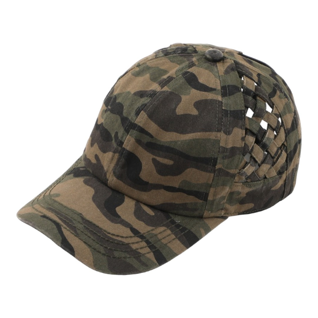 C.C Basket Weave Criss-Cross Ponytail Hat