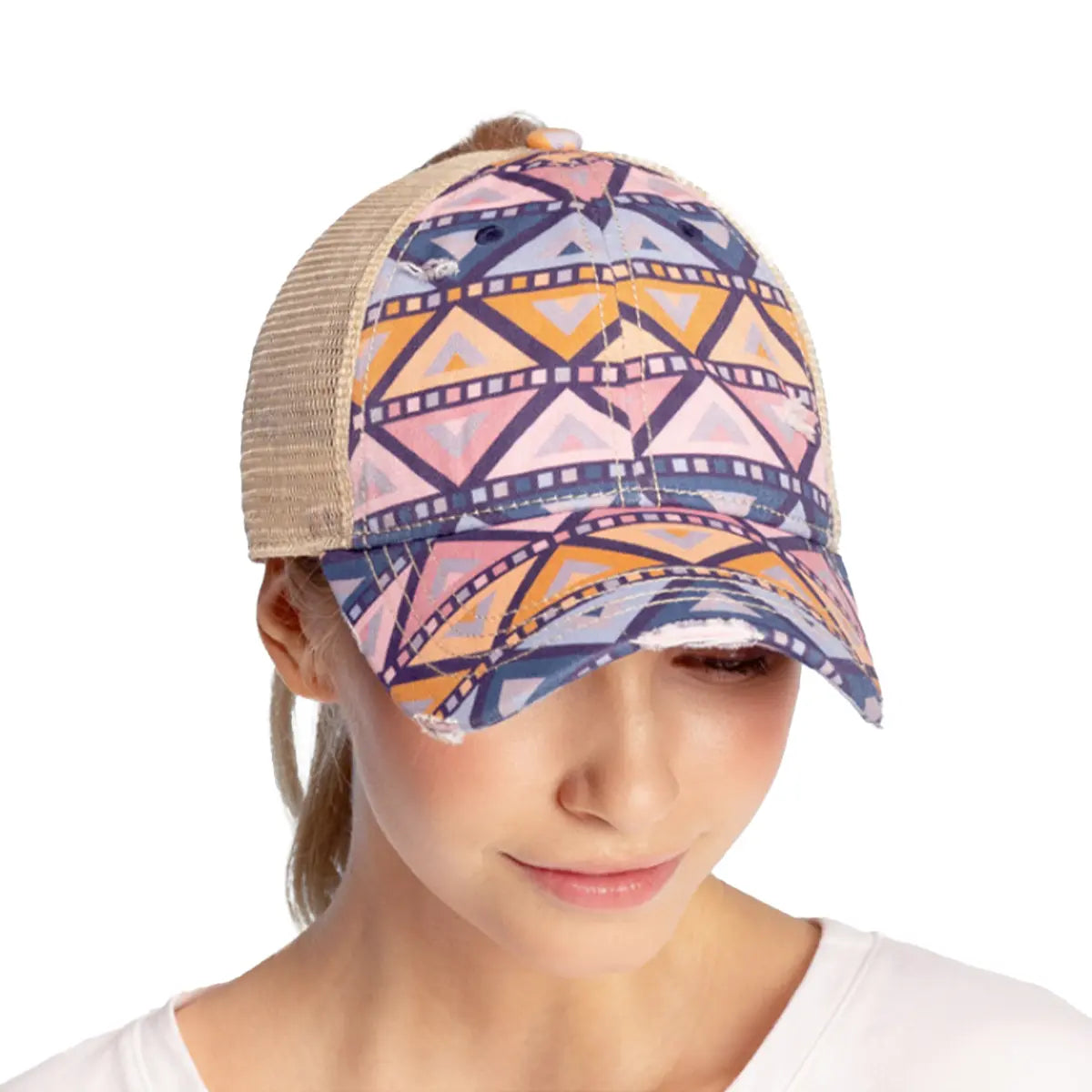 C.C Aztec Pattern Ponytail Baseball Hat