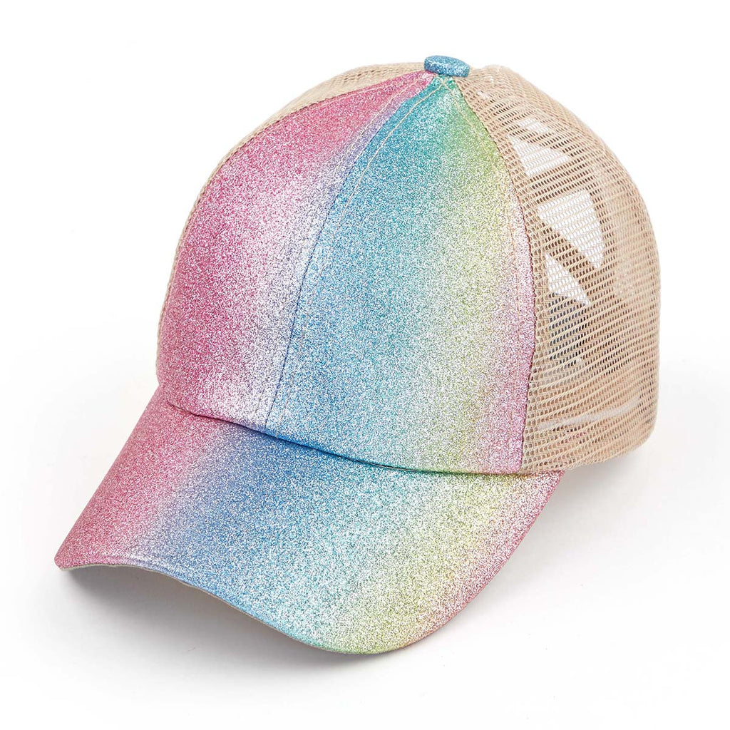 C.C Sparkle Glitter Criss-Cross Ponytail Baseball Cap