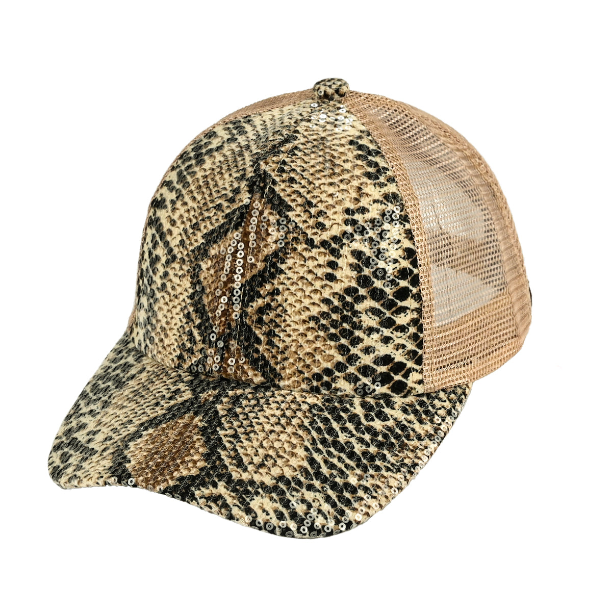 C.C Sequin Snake Pattern Criss-Cross Baseball Hat