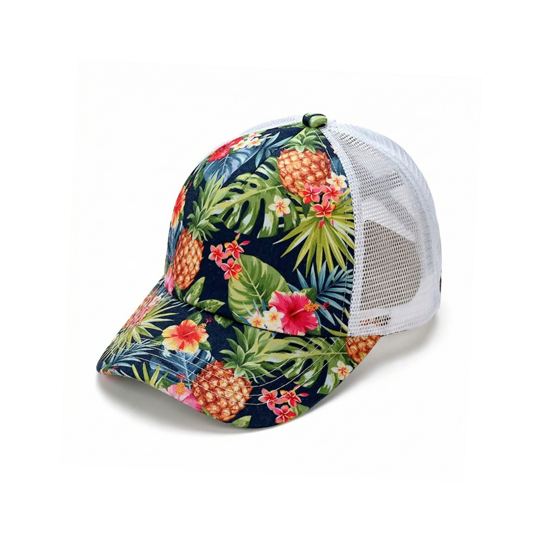 Tropical Print Criss-Cross Trucker Cap for Women dad  hat