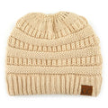 C.C Ribbed Cable Knit Ponytail Beanie