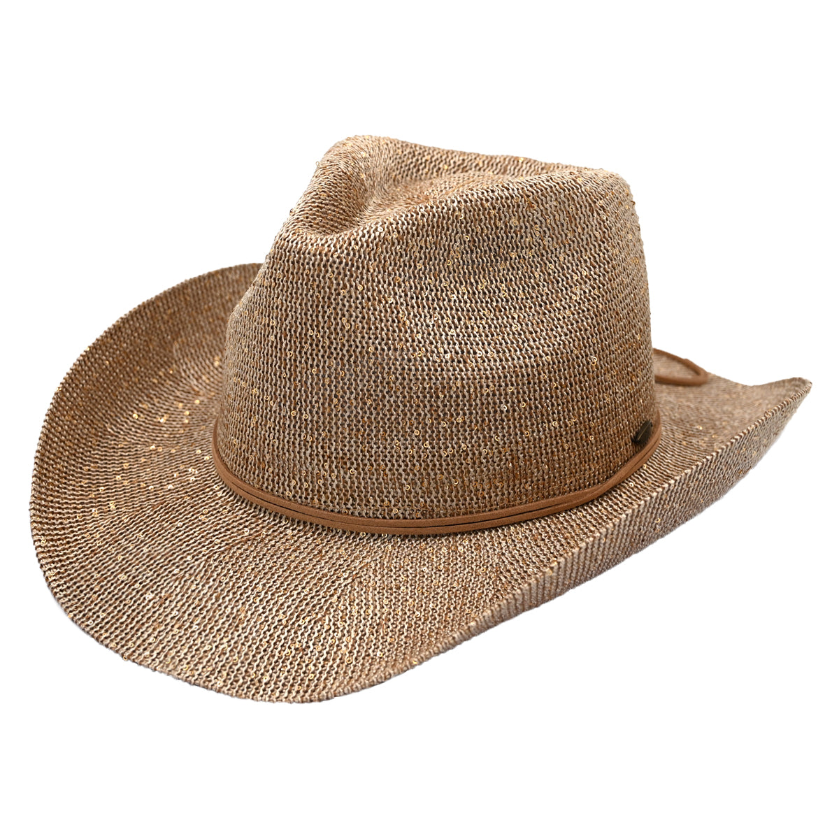 C.C Sequin Suede String Trim Cowboy Hat
