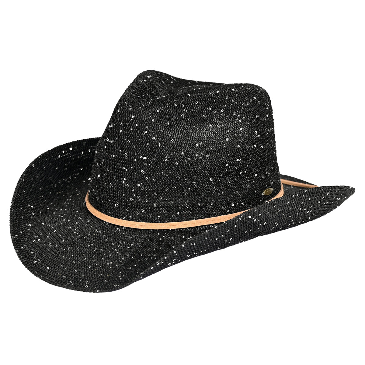 C.C Sequin Suede String Trim Cowboy Hat