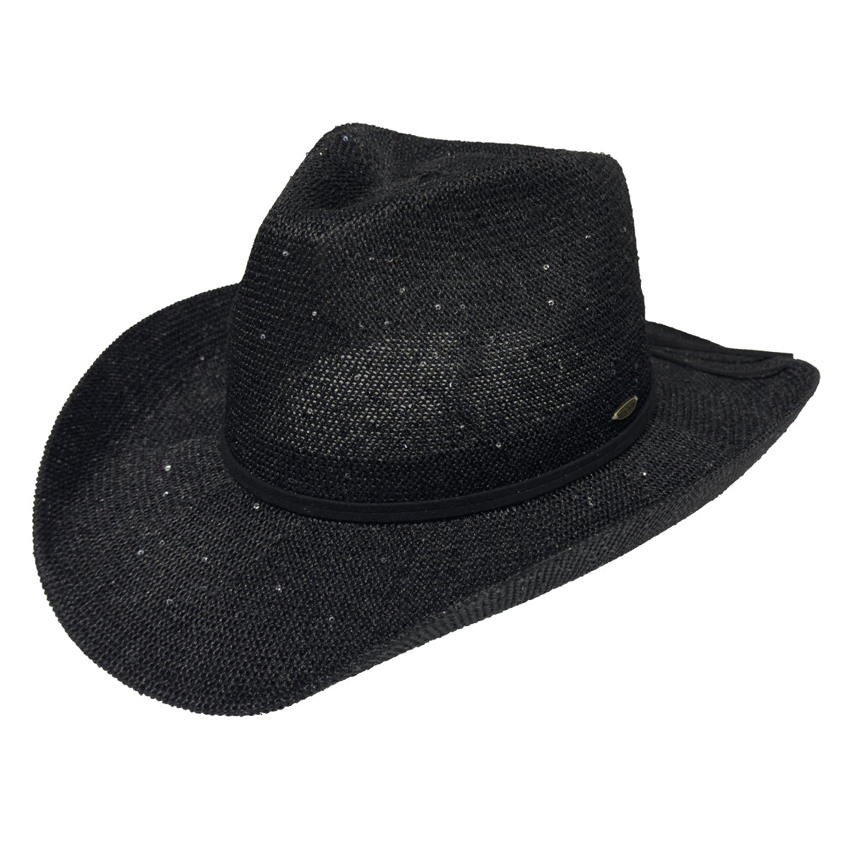 C.C Sequin Suede String Trim Cowboy Hat