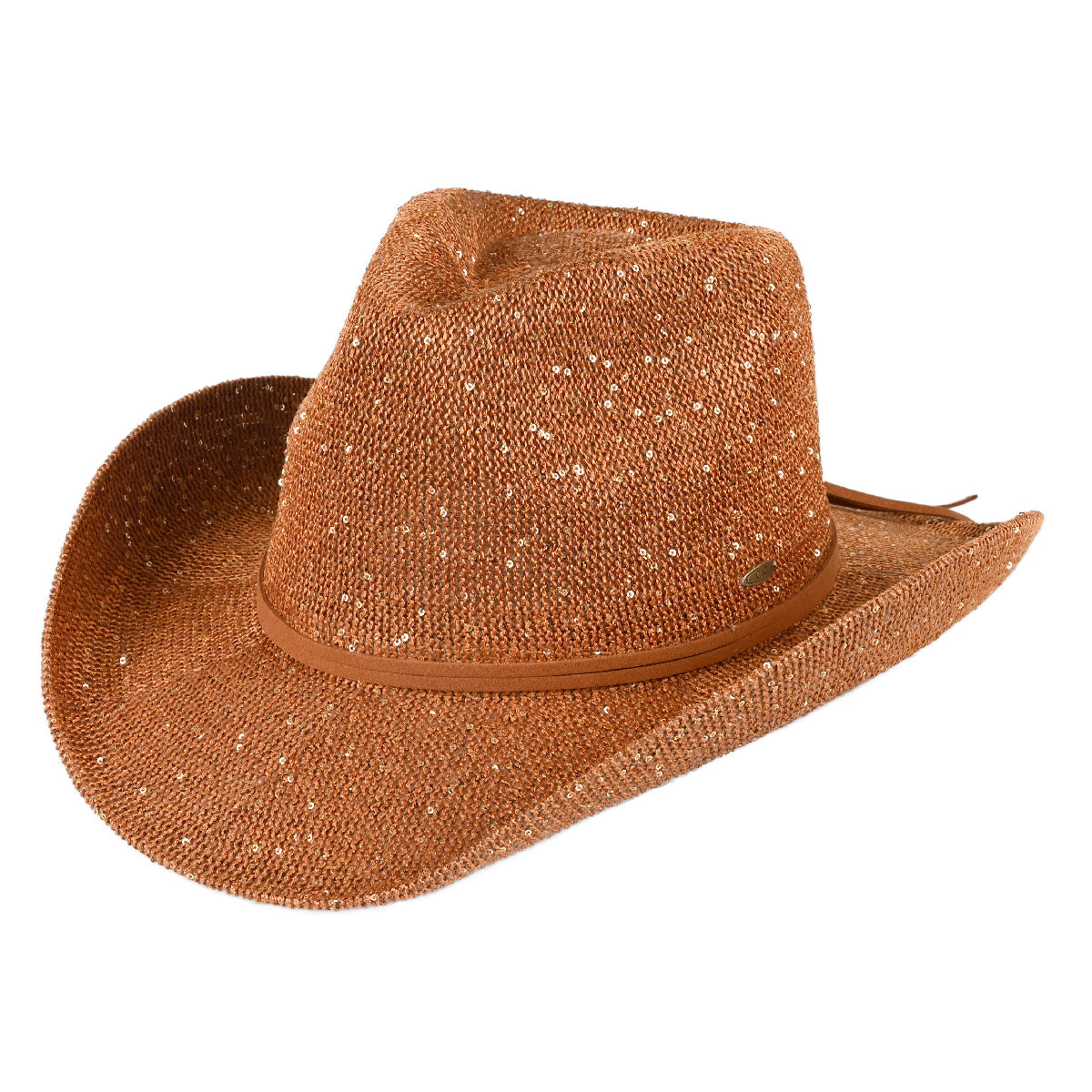 C.C Sequin Suede String Trim Cowboy Hat