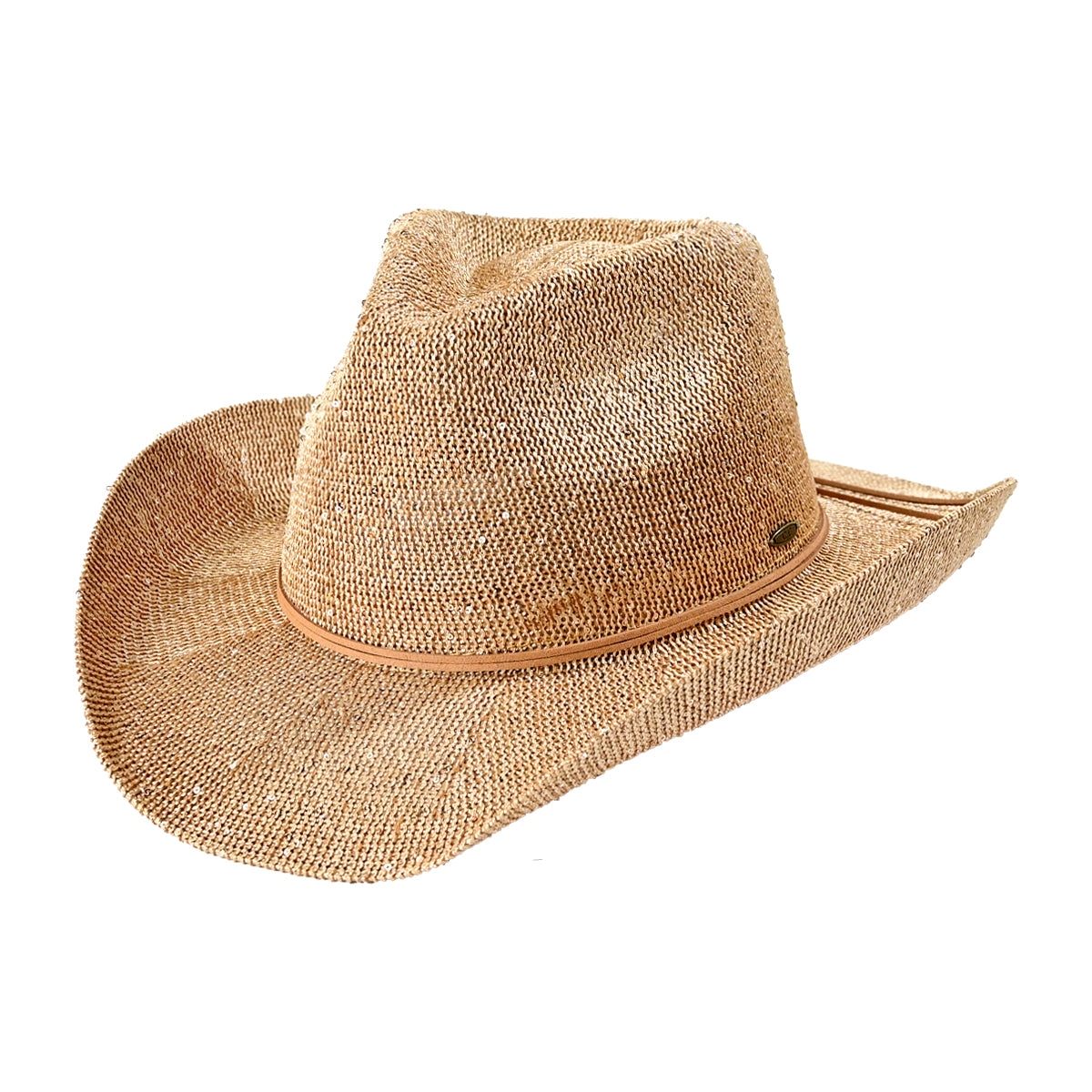 C.C Sequin Suede String Trim Cowboy Hat