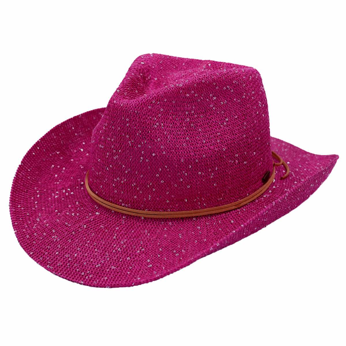 C.C Sequin Suede String Trim Cowboy Hat
