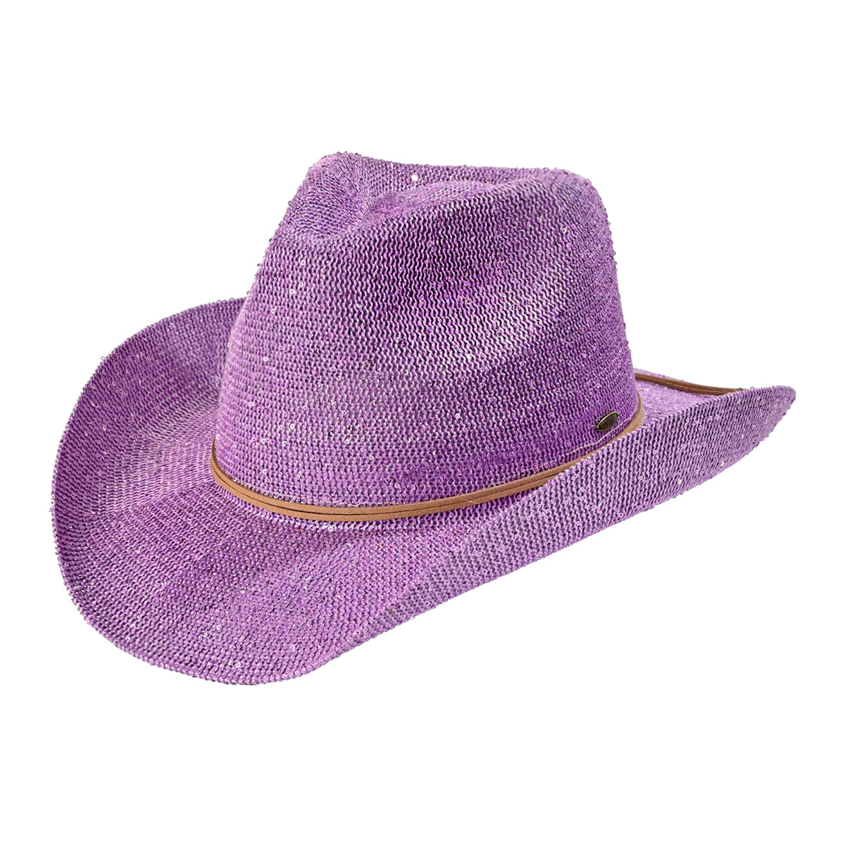 C.C Sequin Suede String Trim Cowboy Hat
