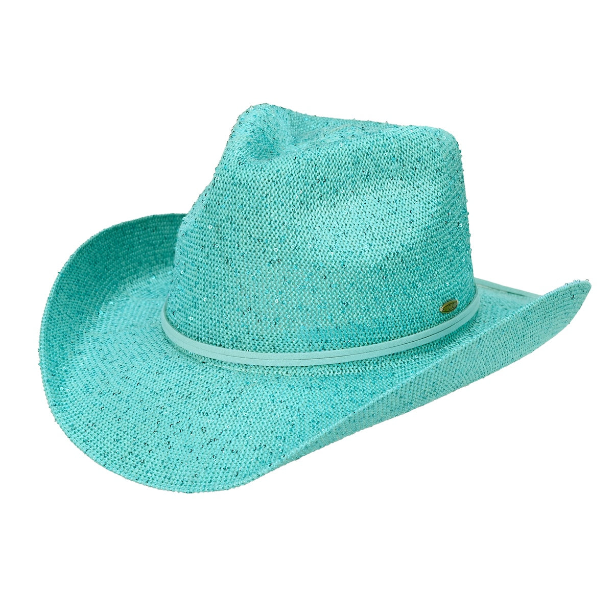 C.C Sequin Suede String Trim Cowboy Hat