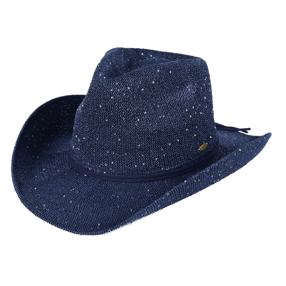 C.C Sequin Suede String Trim Cowboy Hat