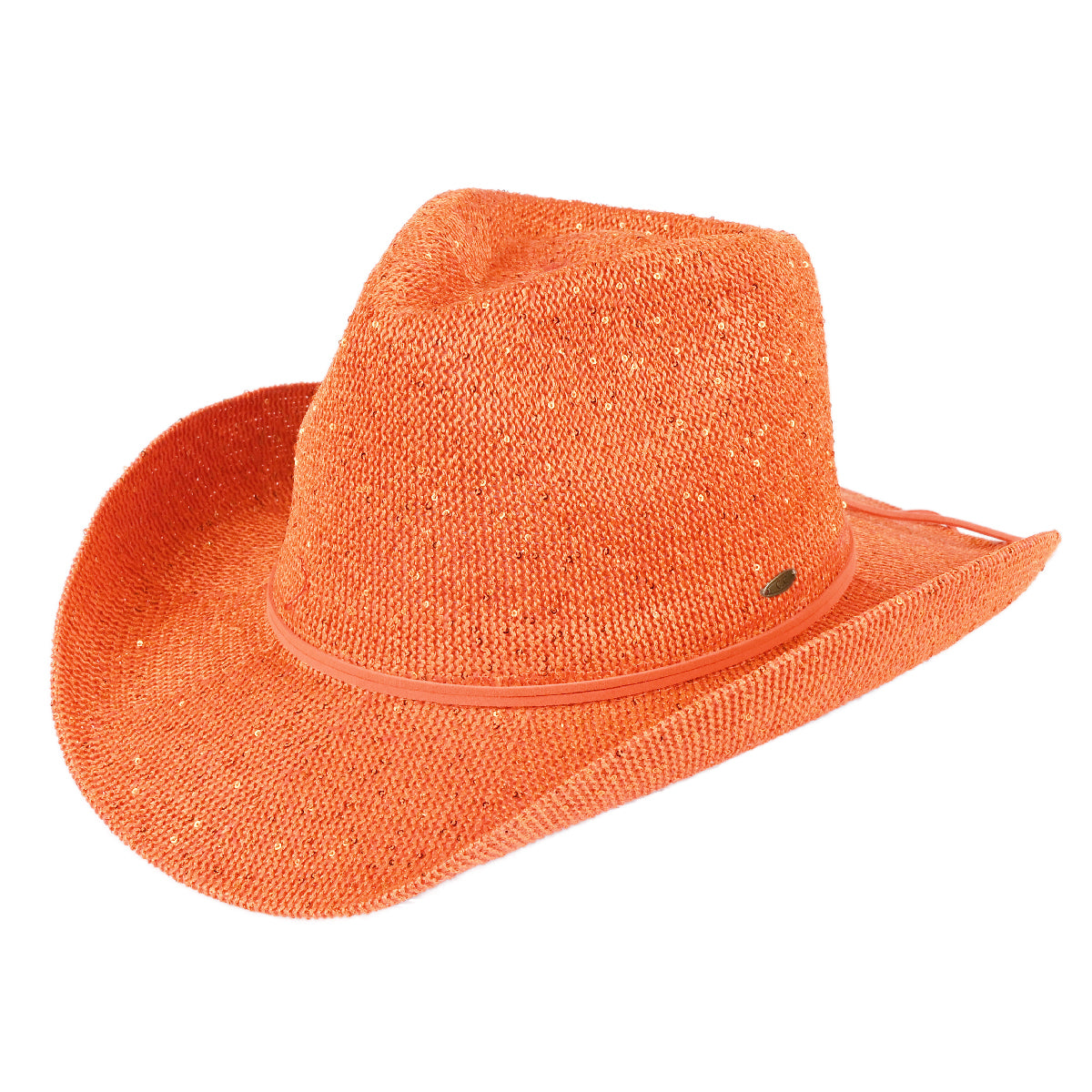 C.C Sequin Suede String Trim Cowboy Hat