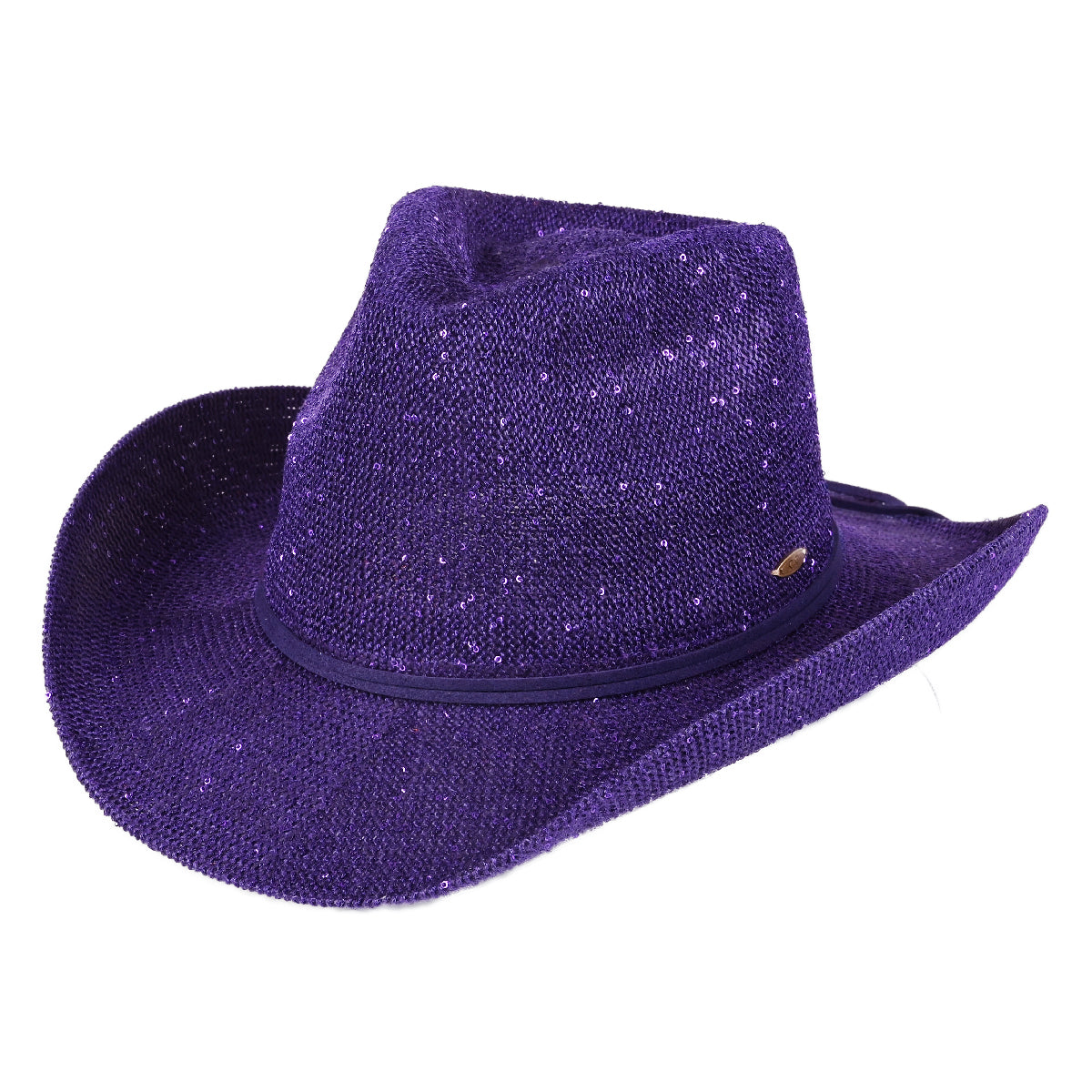 C.C Sequin Suede String Trim Cowboy Hat