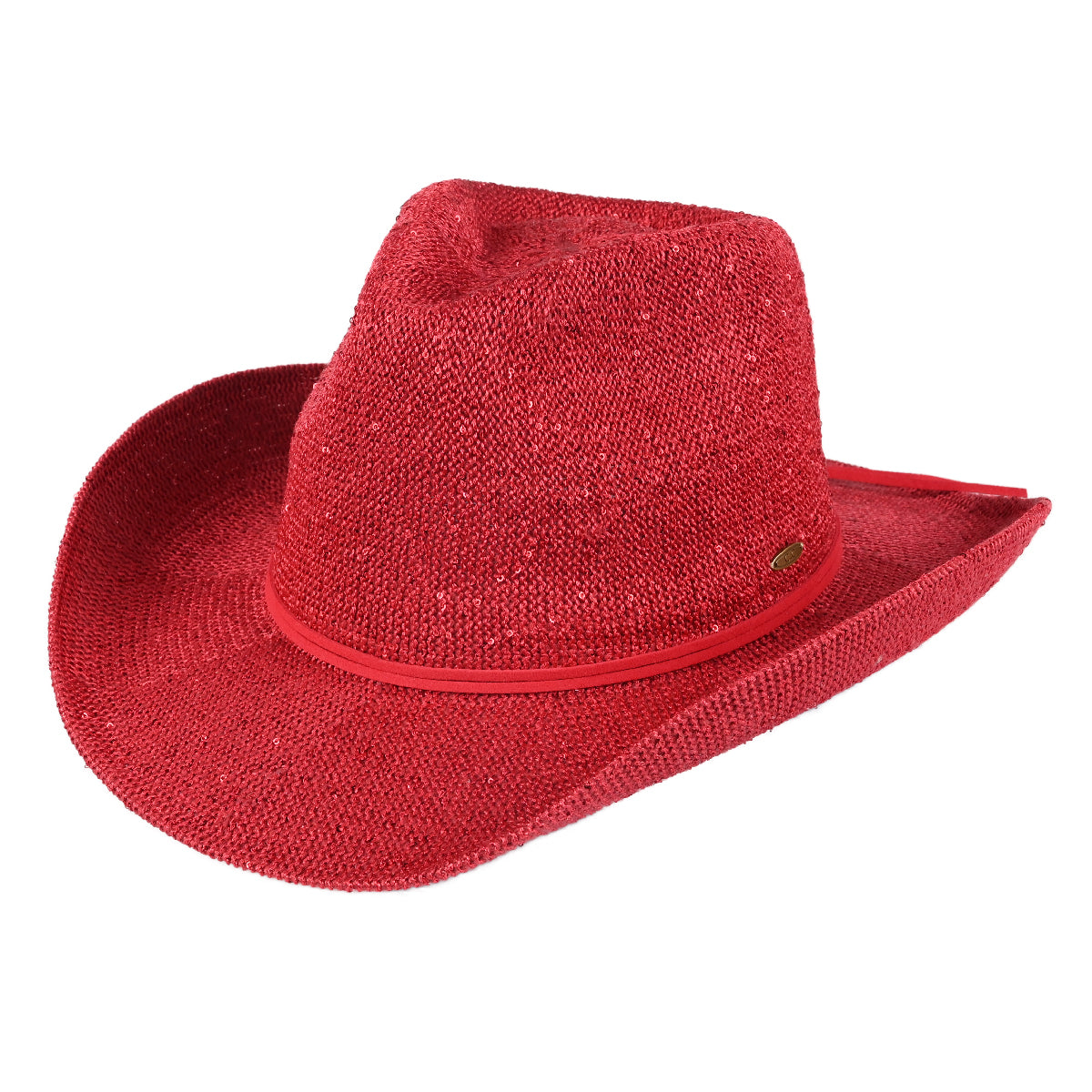 C.C Sequin Suede String Trim Cowboy Hat