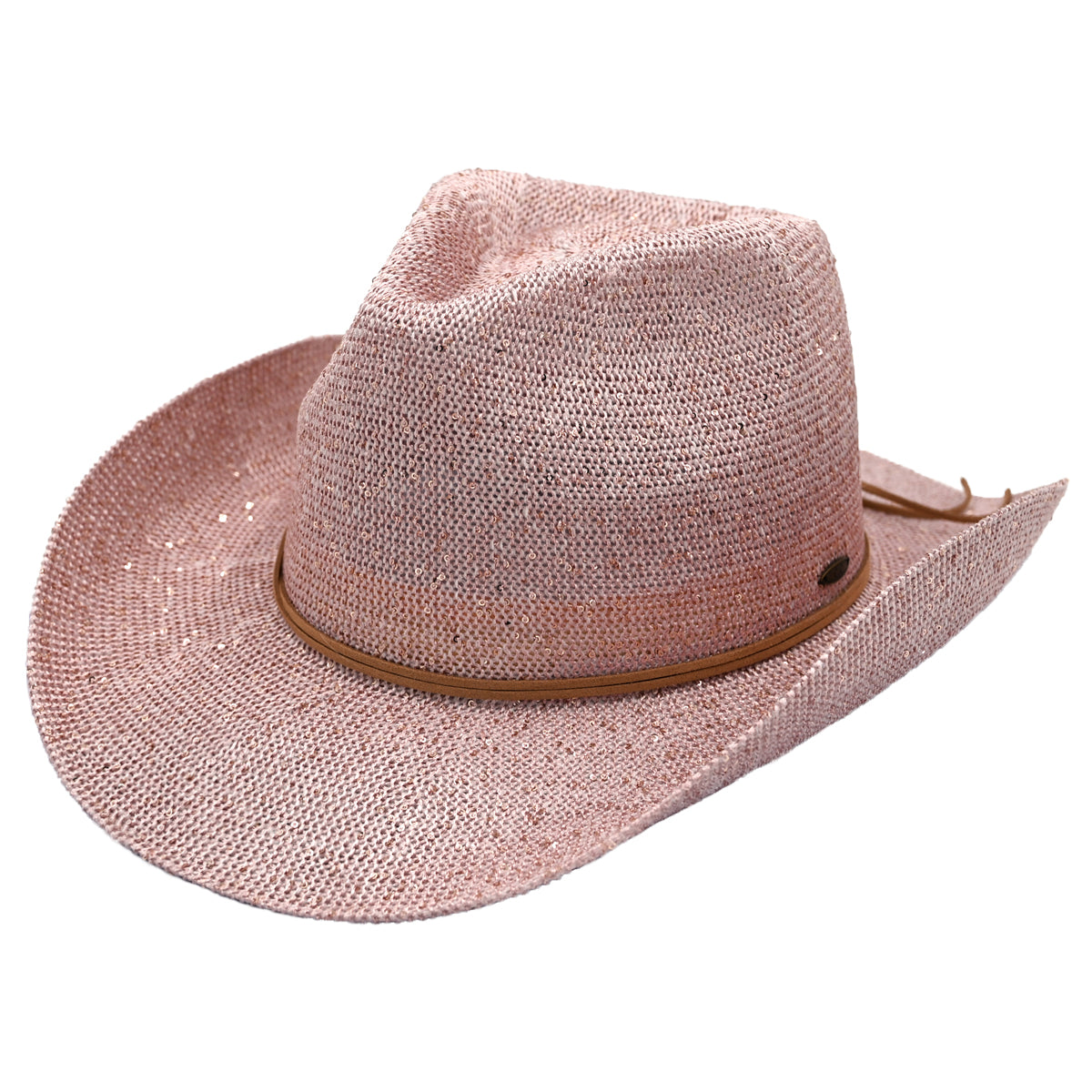 C.C Sequin Suede String Trim Cowboy Hat