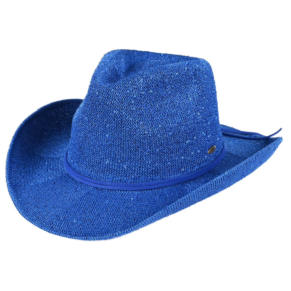 C.C Sequin Suede String Trim Cowboy Hat