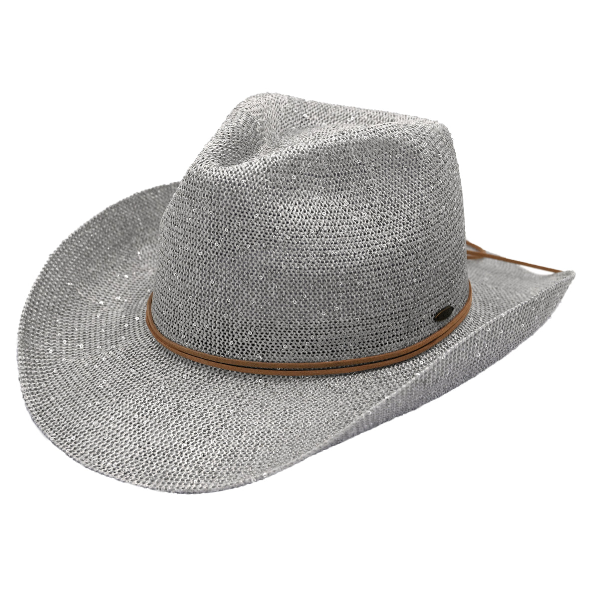 C.C Sequin Suede String Trim Cowboy Hat