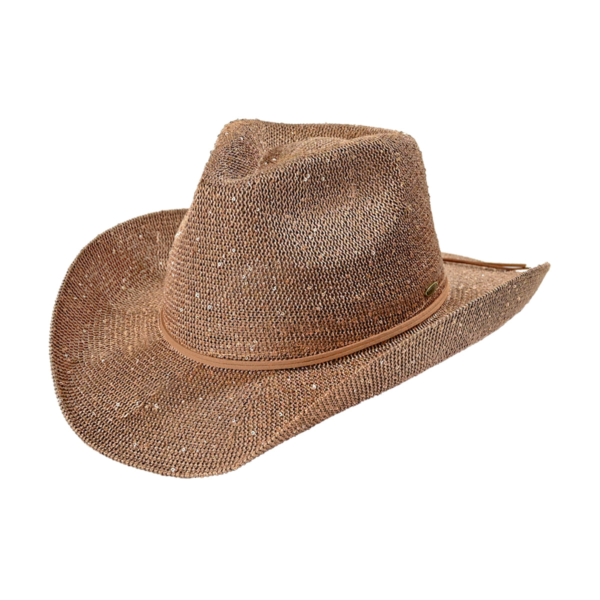 C.C Sequin Suede String Trim Cowboy Hat